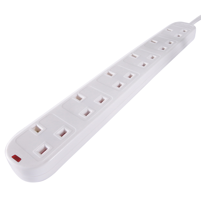 Surge Protected Ext. Lead 6 Way 2m White