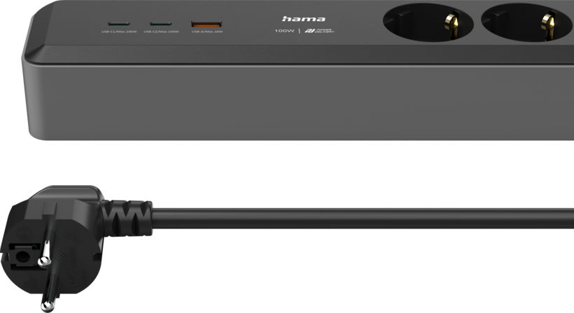 Power Strip 3-way + 3x USB 1.4m