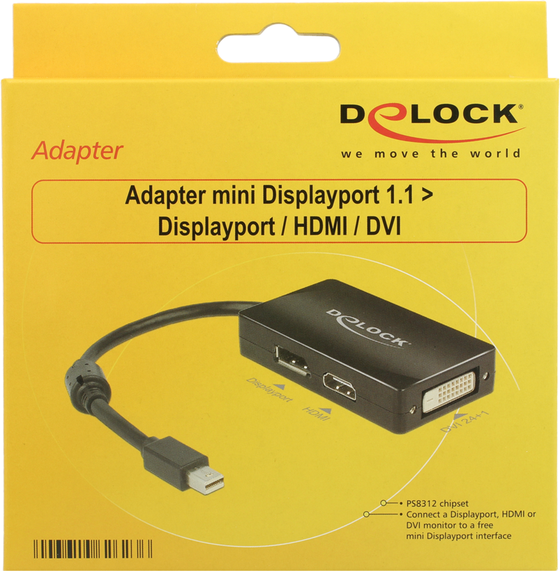 Delock Mini DP - DP/DVI-D/HDMI Adapter