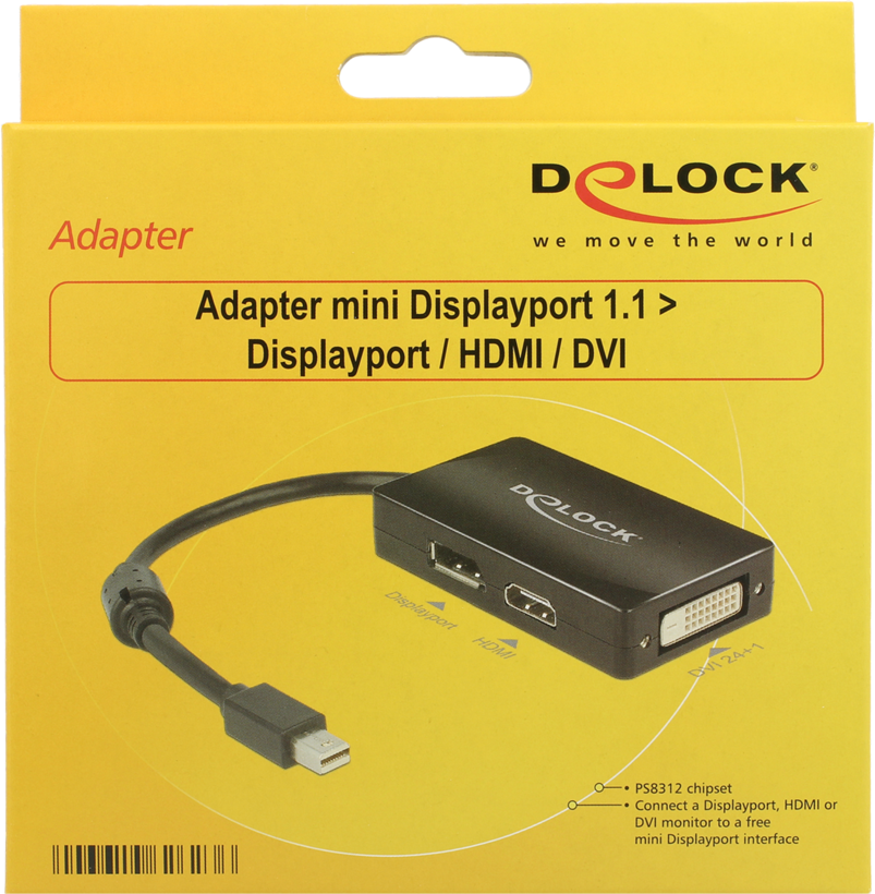 Delock Mini-DP - DP/DVI-D/HDMI Adapter