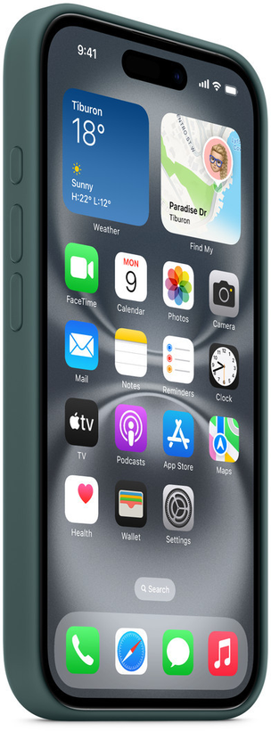 Custodia iPhone 16 silicone verde lago