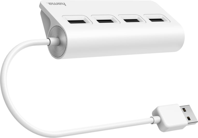 Hama USB Hub 2.0 4-Port weiß