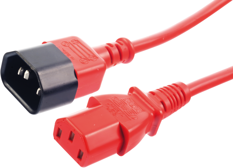 Câble alimentation C13f.-C14m. 1 m rouge