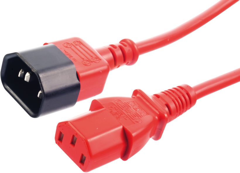 Câble alimentation C13f.-C14m. 2 m rouge