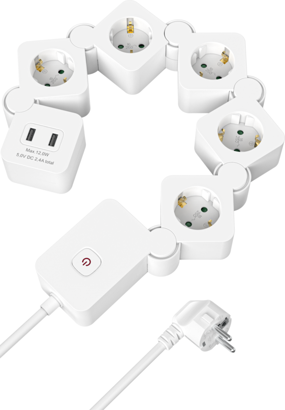 Power Strip 5-way + 2x USB 1.4m