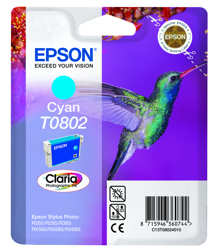 Encre Epson T0802, cyan