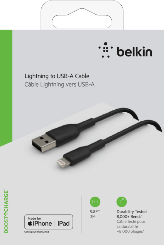 Câble USB-A - Lightning Belkin 3 m