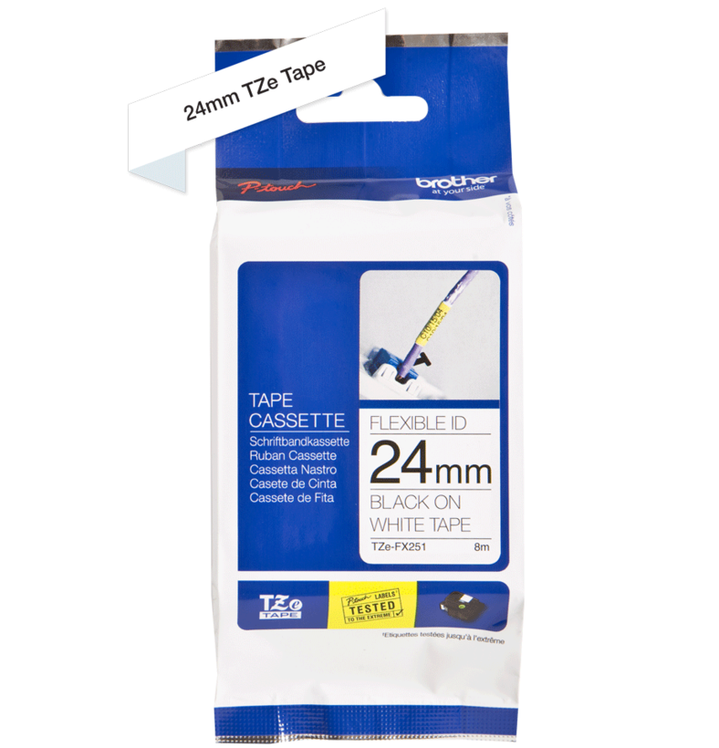 Ruban Brother TZe-FX251 24mmx8m blanc
