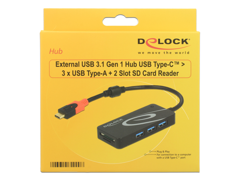 Delock USB Hub 3.0 3-Port +SDKartenleser