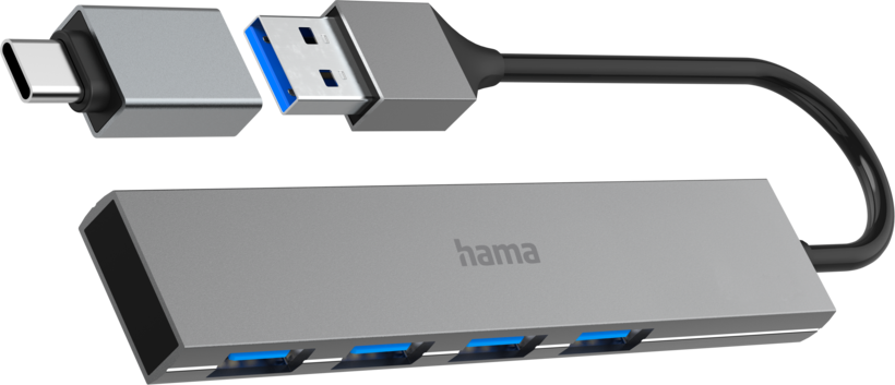 Hama USB Hub 3.0 4-port Grey