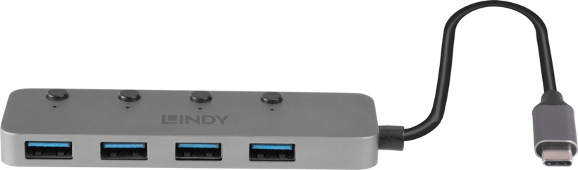 Hub USB LINDY 3.0 4 p. + interruptor