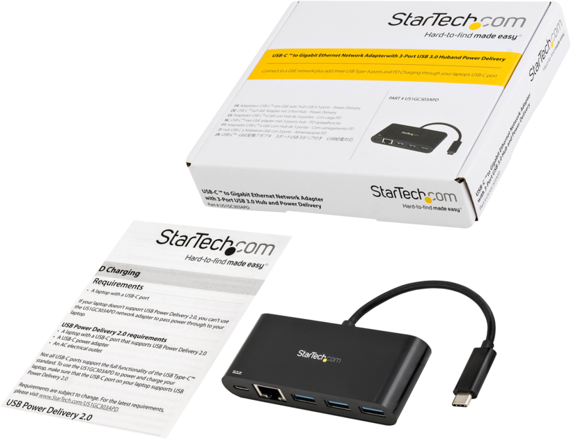 StarTech USB Hub 3.0 3-Port + GbEthernet