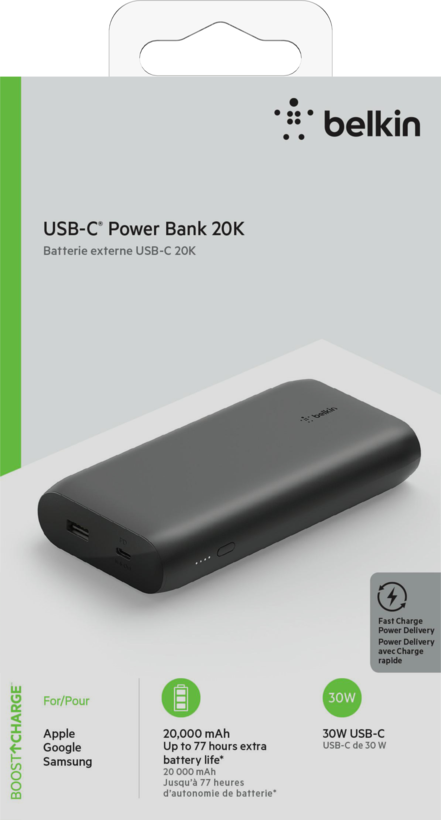 Power bank USB 20.000 mAh Belkin, nera