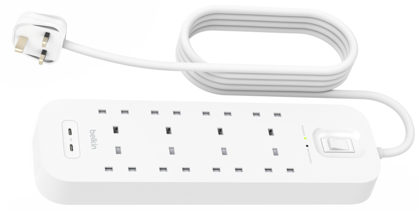 Power Strip 8x Surge Protect +2xUSB 2m