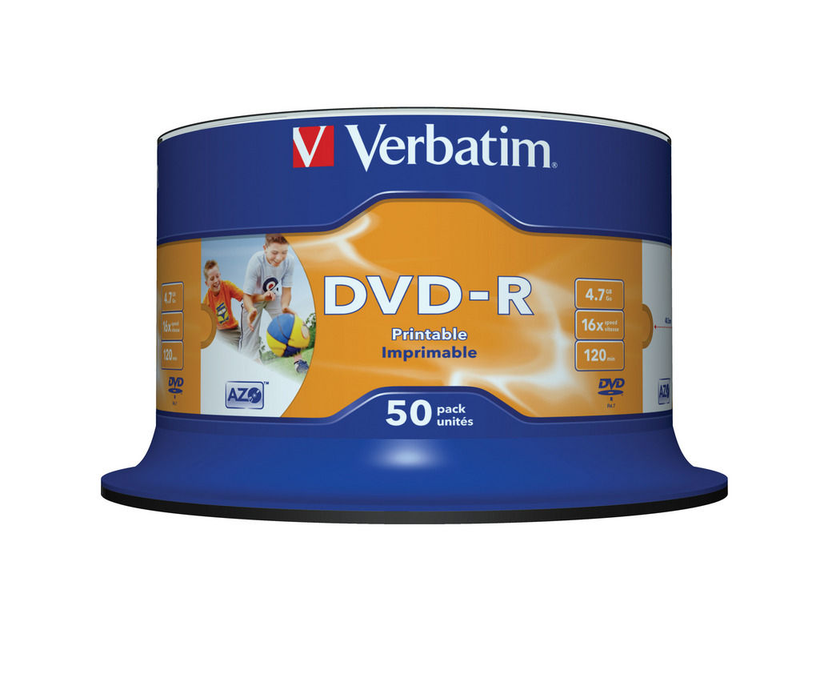 DVD-R 4,7 Go Verbatim 16x Inkjet sp. 50