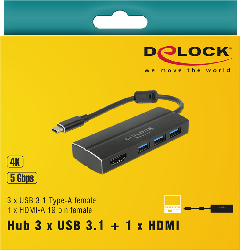 Adapter USB 3.0 Type-C/m - HDMI+USB A