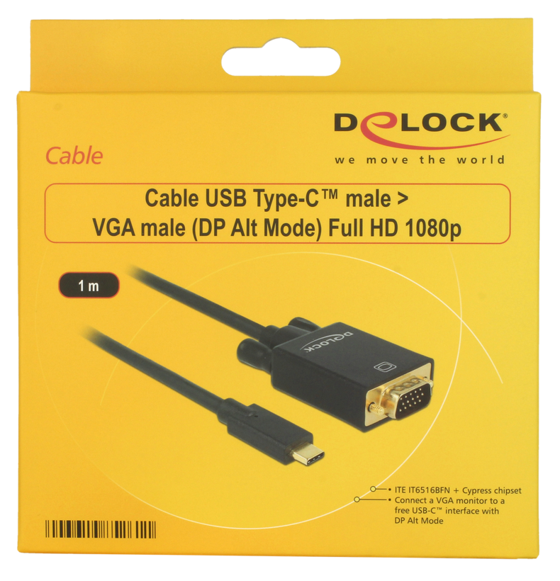 Câble USB-C m. - VGA m., 1 m, noir