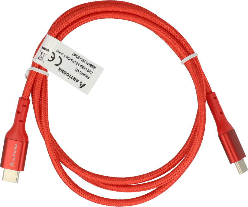 Kabel USB 2.0 wt(C)-wt(C) 1 m, czerw.