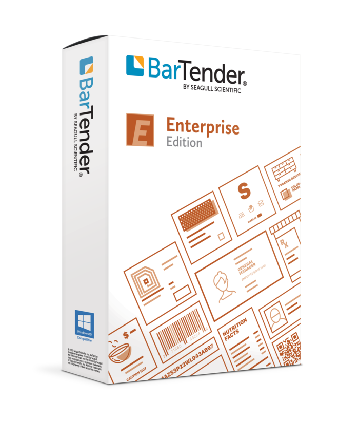 Seagull BarTender Enterprise Applikationslizenz + 3 Drucker (umfasst 1 Jahr Standardwartung & Support)