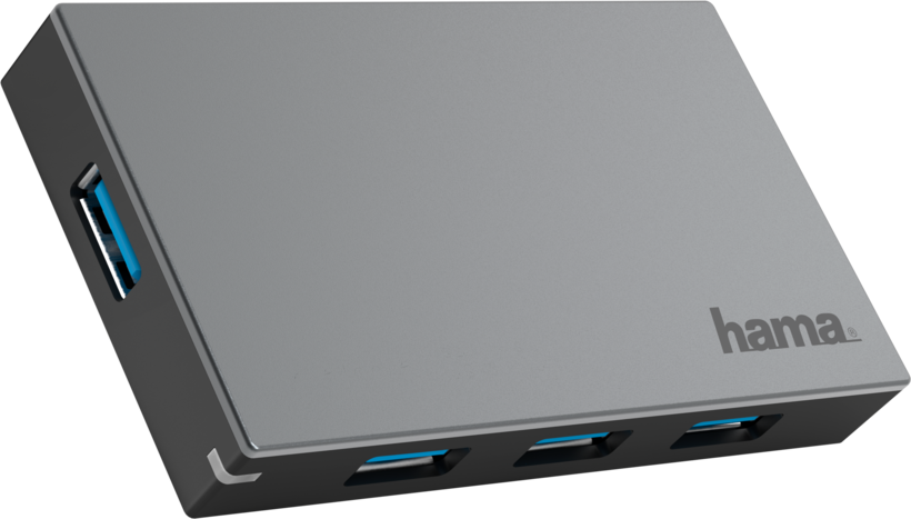 Hama USB Hub 3.0 4-Port silber/schwarz