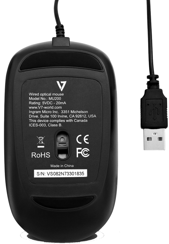V7 Optical USB Mouse Black