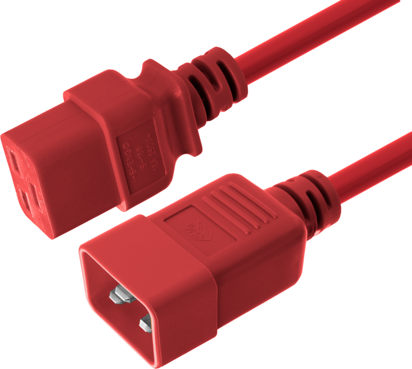 Kabel zasil. C20wt - C19gn 2 m, czerw.
