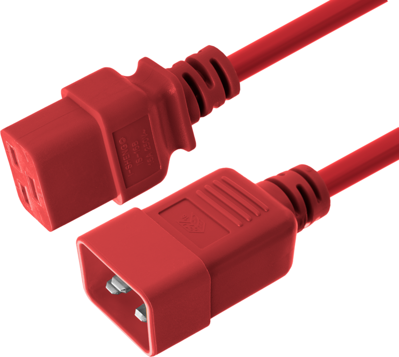 Câble alim. C20 m. - C19 f., 2 m rouge