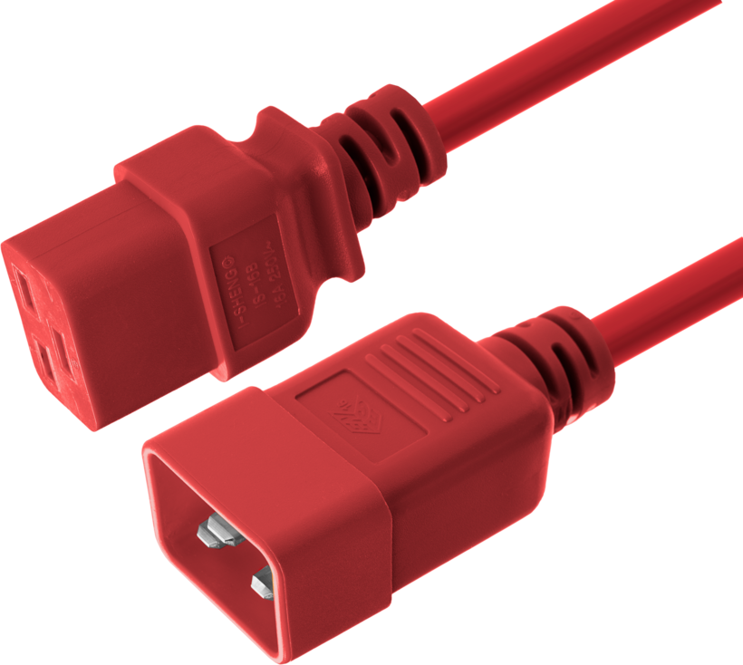 Câble alim. C20 m. - C19 f., 1 m rouge