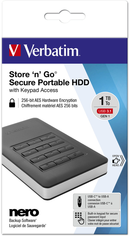 DD 2 To Verbatim Secure USB 3.1