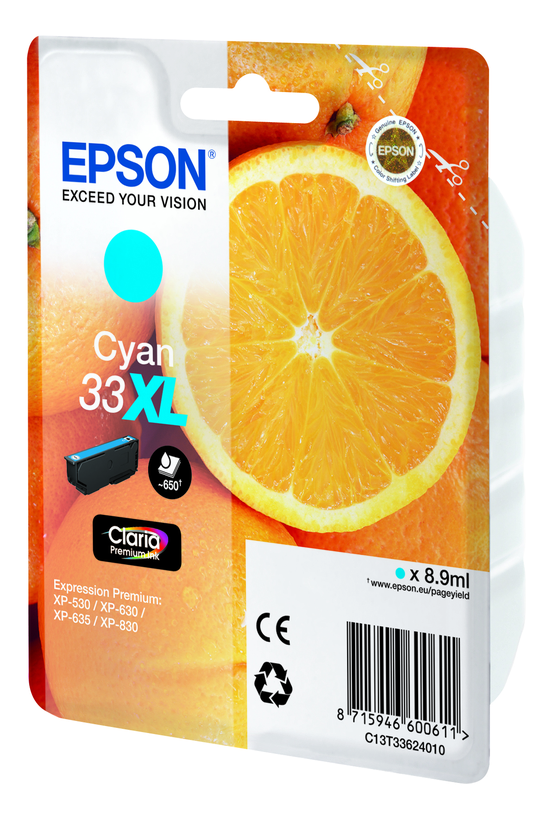 Encre Epson 33XL Claria, cyan