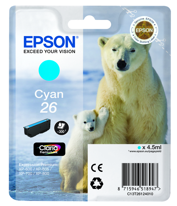 Epson 26 Claria Ink Cyan