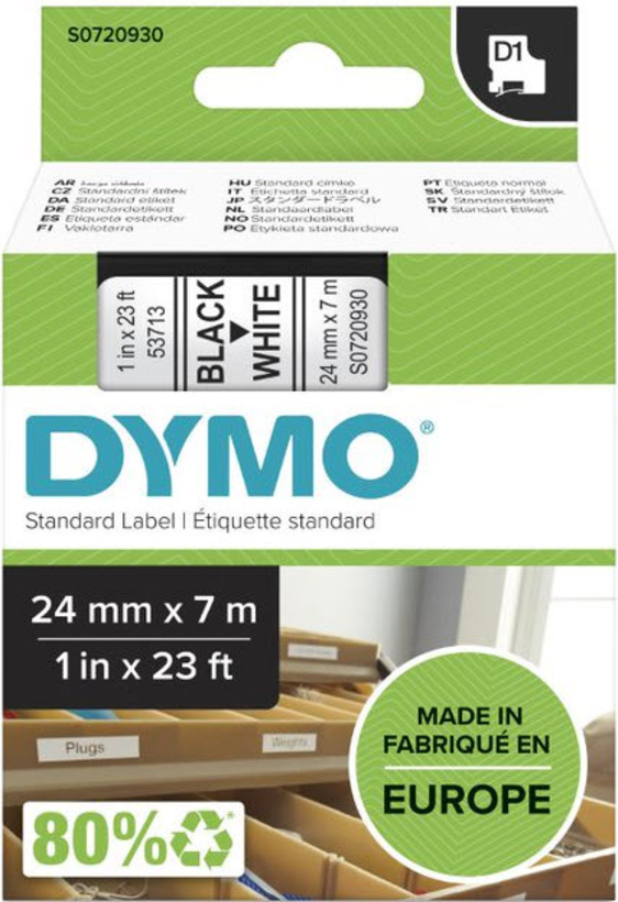 Ruban encreur Dymo LM 24mmx7m D1 blanc