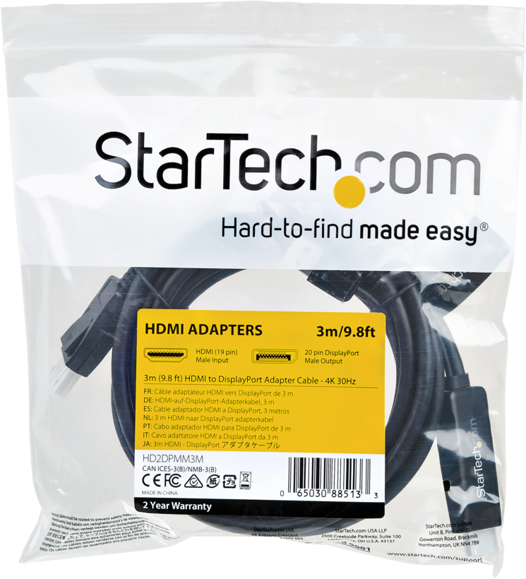 Kabel StarTech HDMI - DisplayPort 3 m