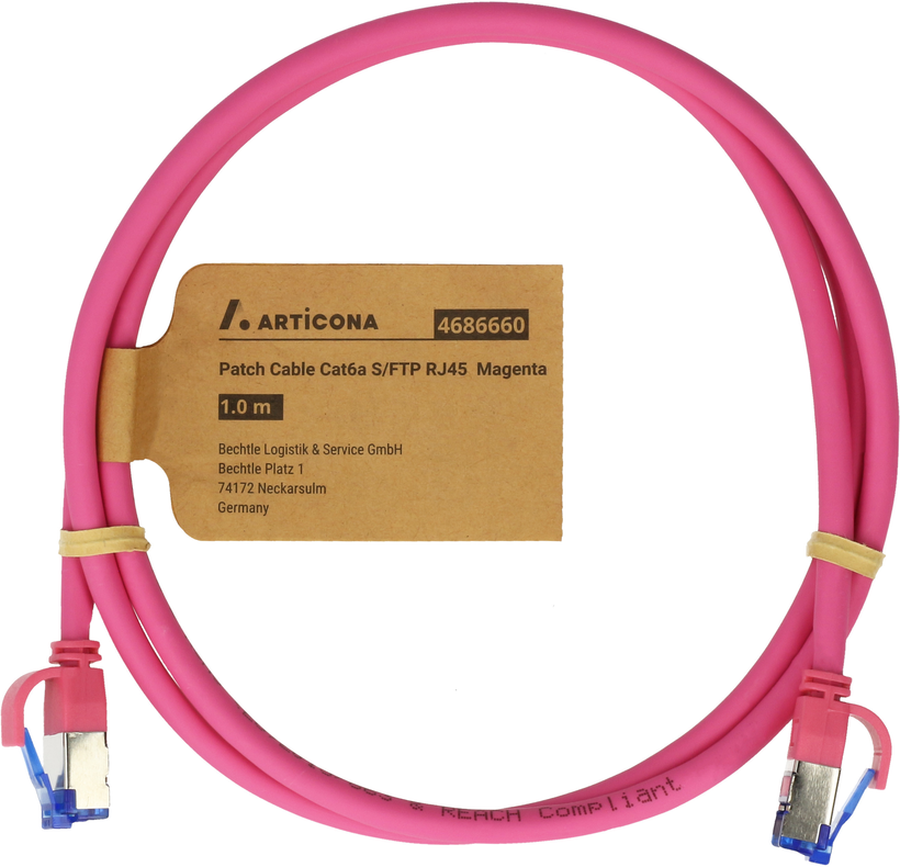 Cable patch RJ45 S/FTP Cat6a 2 m magenta