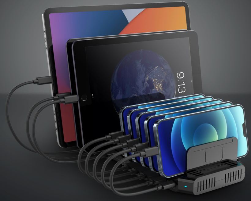 Station De Charge Intelligente 6 Ports USB LVSUN - 50 Watts, Noir