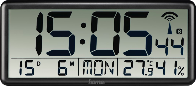 Hama Jumbo Digitale Funk-Wanduhr schwarz