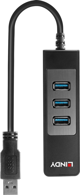 Hub LINDY USB 3.0 3 portas + GbEthernet