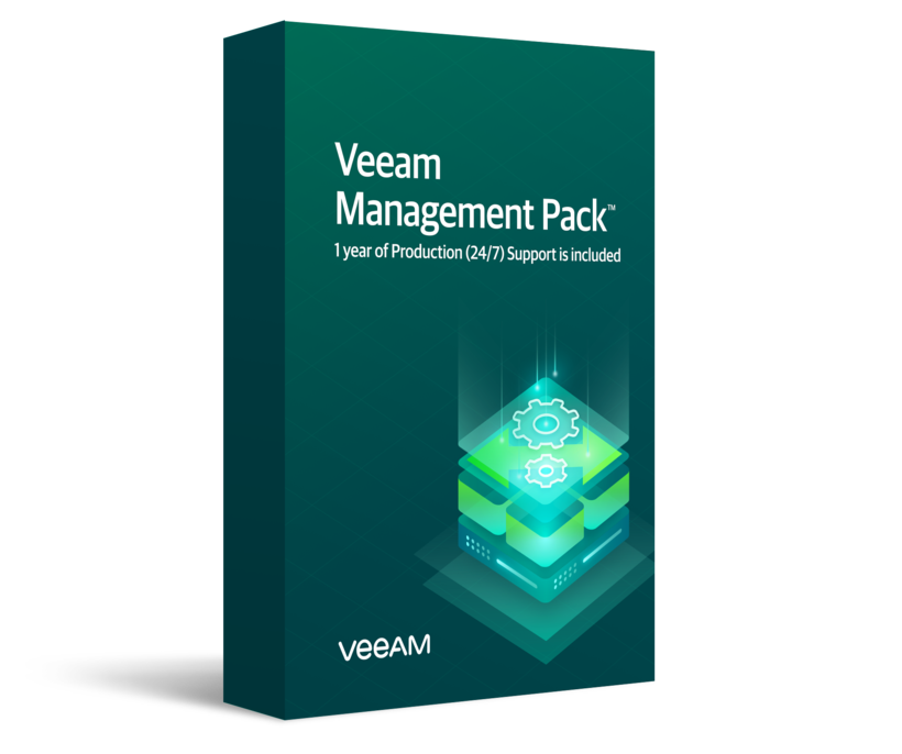 Veeam Management Pack for Microsoft System Center 1 year of Production (24/7) Support is included.