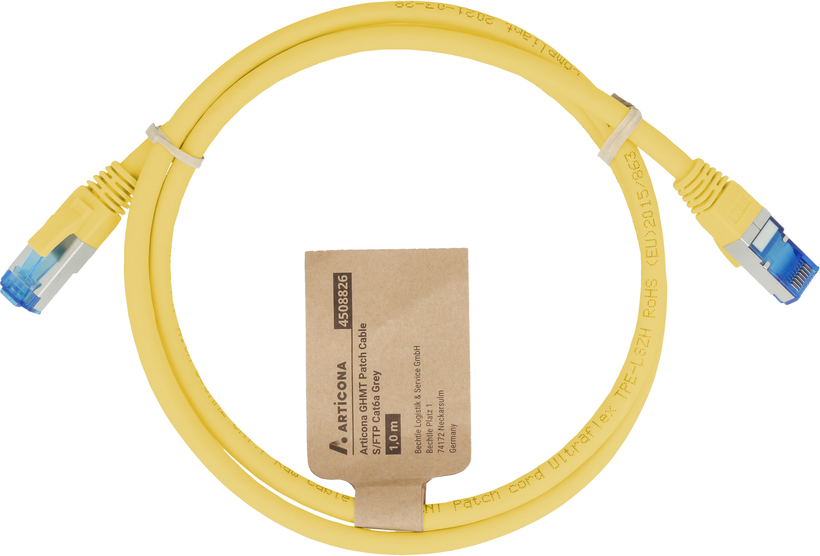 Câble patch RJ45 S/FTP Cat6a, 1 m, jaune
