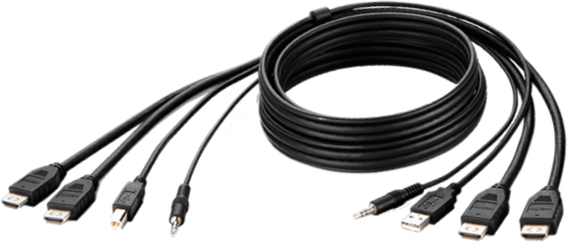 Belkin KVM kábel 2xHDMI, USB, audió 1,8m
