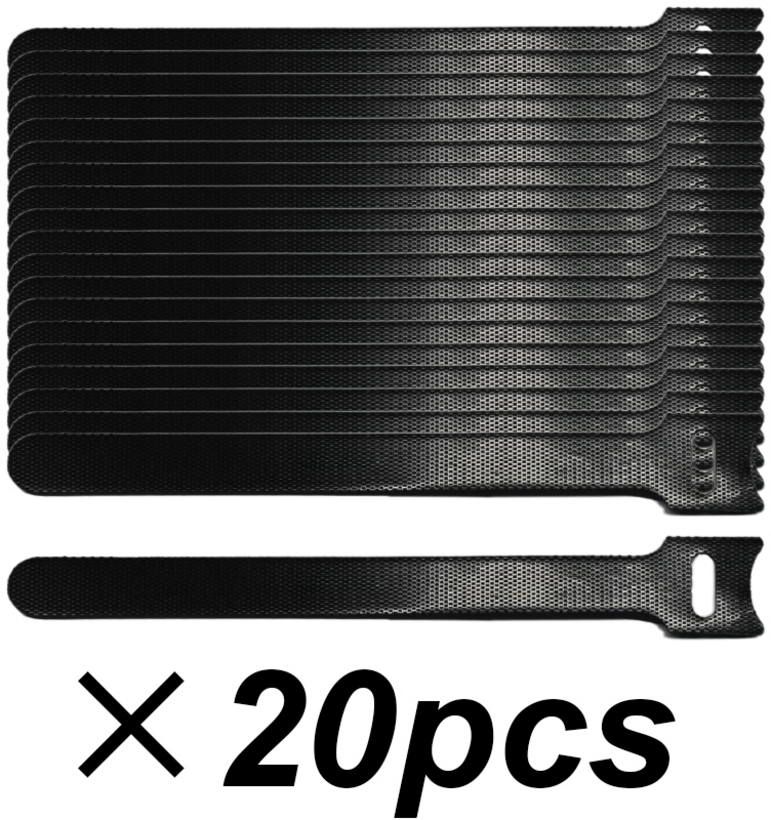 Hook-and-Loop Cable Ties 150mm Black 20x