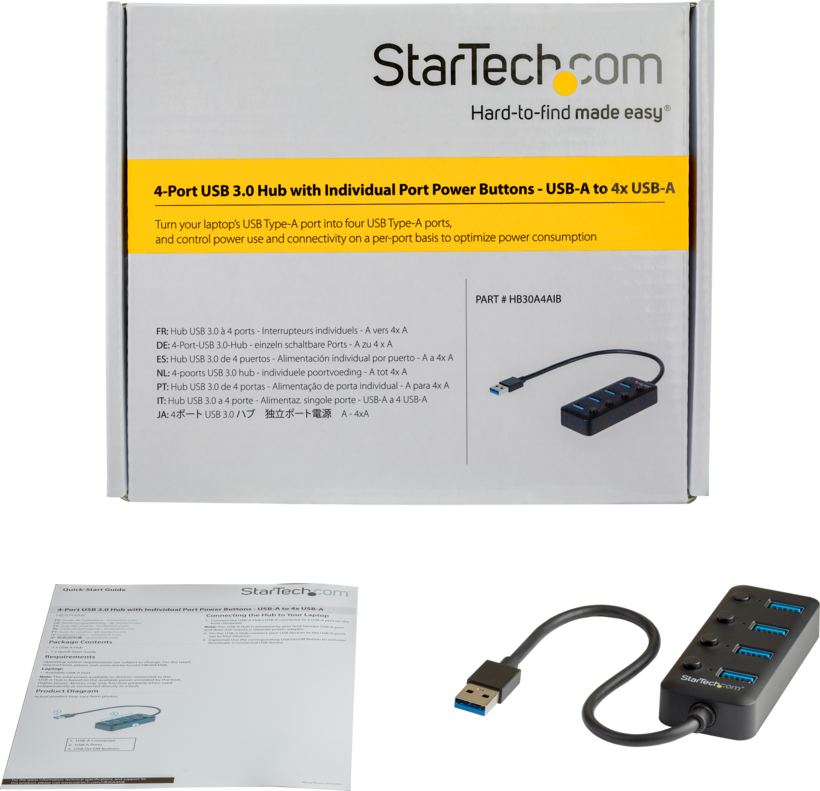 StarTech USB Hub 3.0 4-Port Schalter