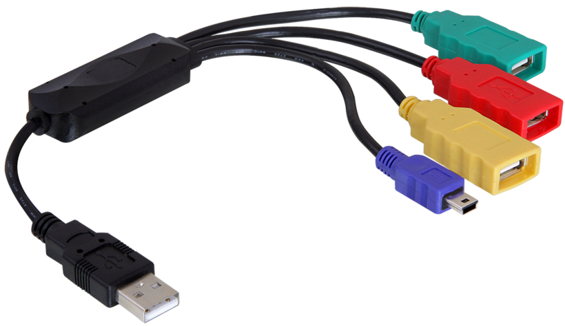 Kabel USB Hub 2.0 4 porty černý/barevný