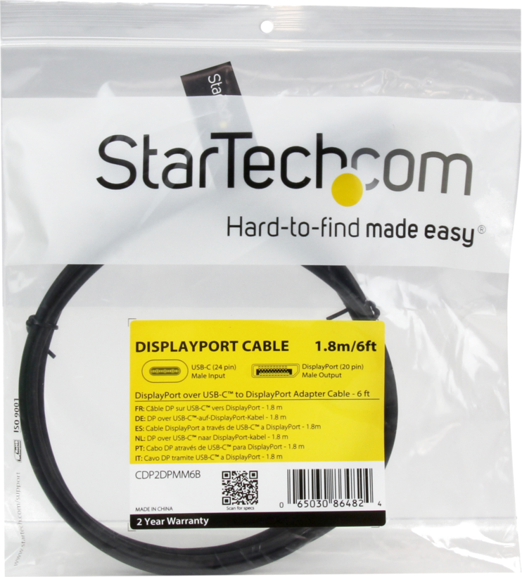 Câble USB-C m. - DisplayPort m., 1,8 m