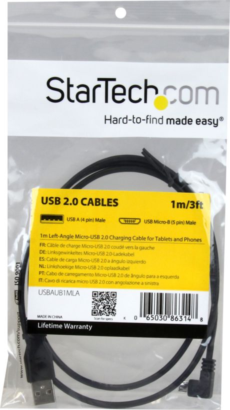 Cable USB 2.0 A/m-Micro B/m 90° 1m