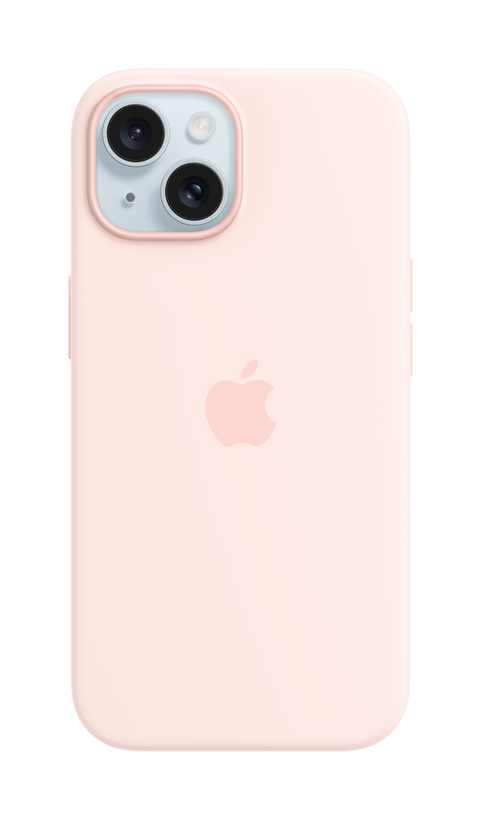 Capa silicone Apple iPhone 15 rosa-claro
