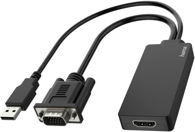 VGA to HDMI adapter cable, 0.15 m, black (A-VGA-HDMI-01)