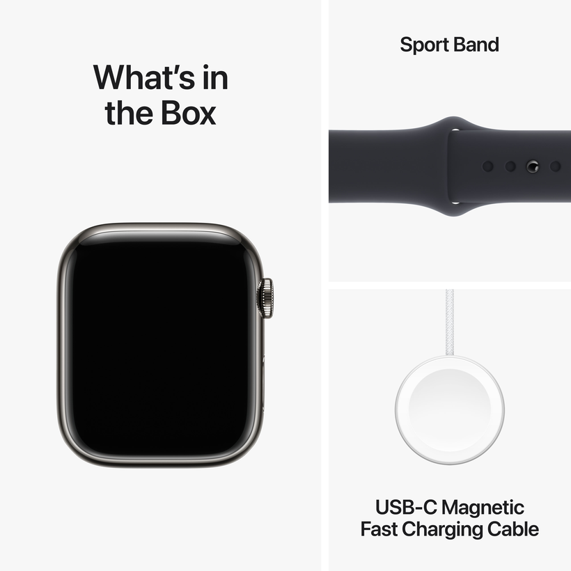 Apple Watch S9 9 LTE 45mm inox, graphite