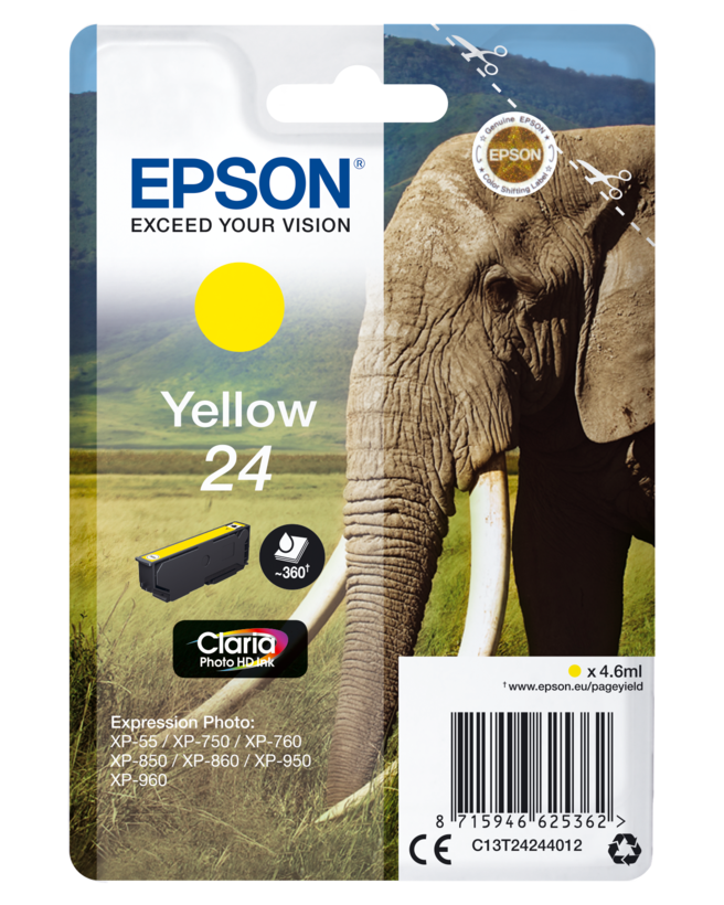 Tinteiro Epson 24 Claria amarelo