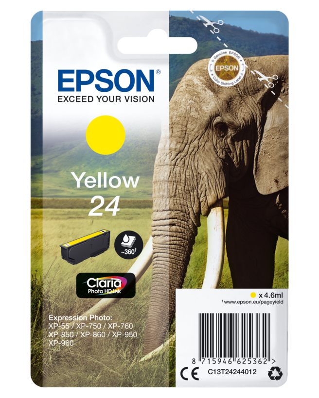 Encre Epson 24 Claria, jaune